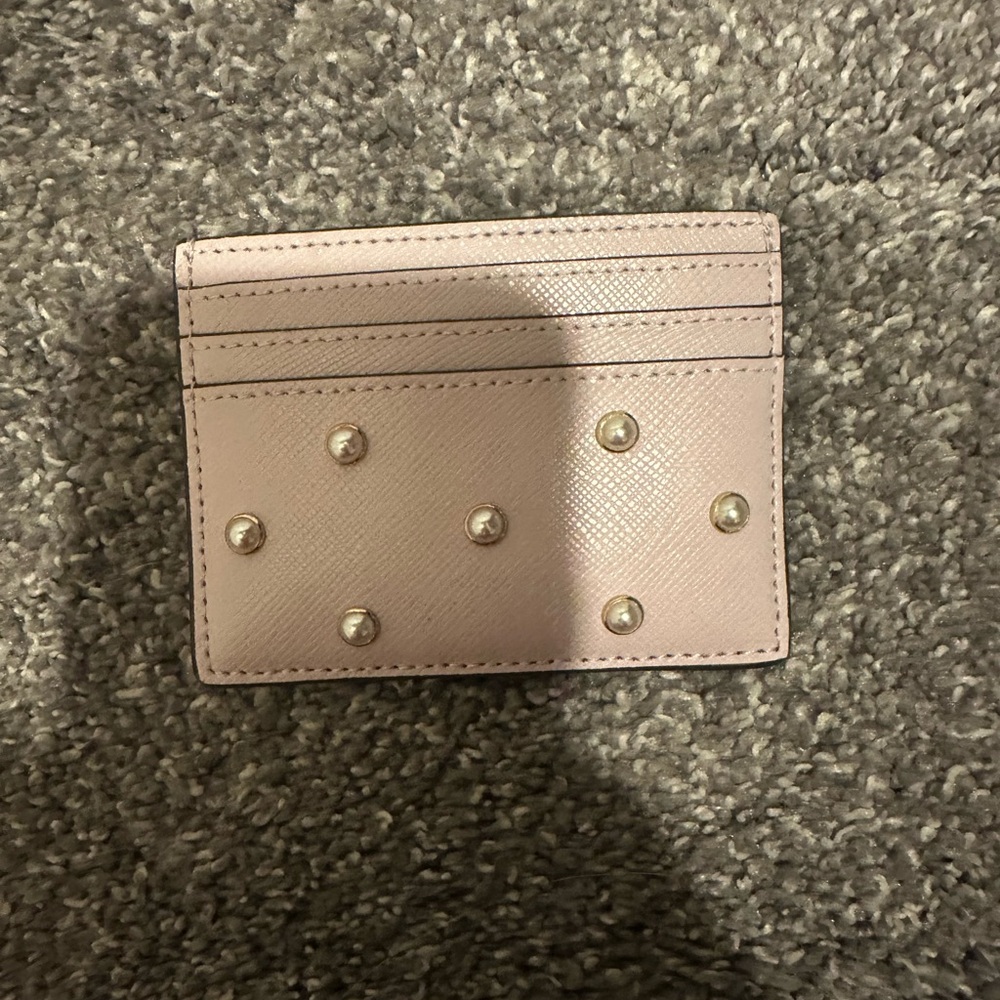 Kate Spade Blush Card Holder with Gold Accents